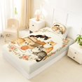 thumbnail image 2 of Manfei Kawaii Kitten Twin Fitted Sheet, Boho Western Flower Bedding, Cream, 2pcs, 1 Fitted Sheet and 1 Pillowcase, 2 of 6