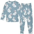 thumbnail image 2 of joogoo Cartoon Cute Rabbits 2 Piece Long Sleeve Tee and Pants Cotton Pajama Set 8Y, 2 of 7