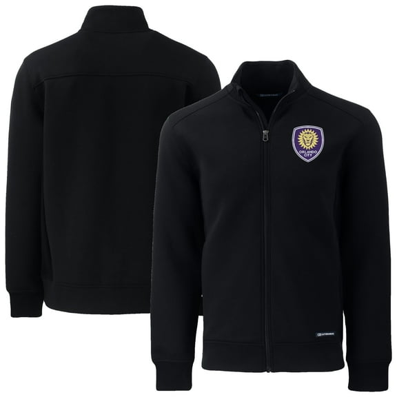 Men's-Cutter & Buck Black Orlando City SC Big & Tall Roam Eco Tri-Blend Recycled Full-Zip Jacket
