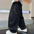 thumbnail image 5 of Boys Pants,Joggers Boys Cargo Winter Lined Casual Pockets Comfortable Straight Leg Trousers,Boys Athletic Pants,Black,8-9 Years, 5 of 8