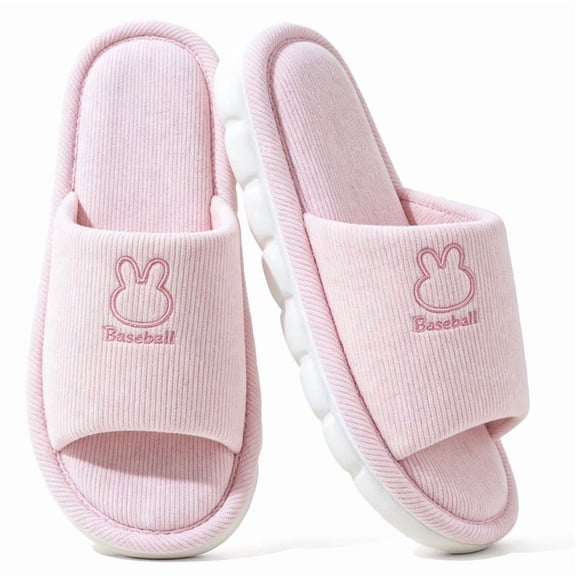 CHICVOMEY Slippers for Women Cozy Soft Lightweight Slip-On House Slippers Linen Cotton House Shoes with Memory Foam for Bedroom Indoor Slippers