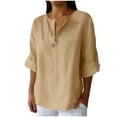 thumbnail image 3 of Summer Fashion Plus Size 3/4 Sleeve Tops for Women V Neck Leisure, 3 of 7