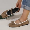 thumbnail image 5 of KIJBLAE Women's Color Block Trim Bow Knot Flats, Retro Low Cut Slip On Lazy Daily Casual Flat Shoes Khaki 36, 5 of 9