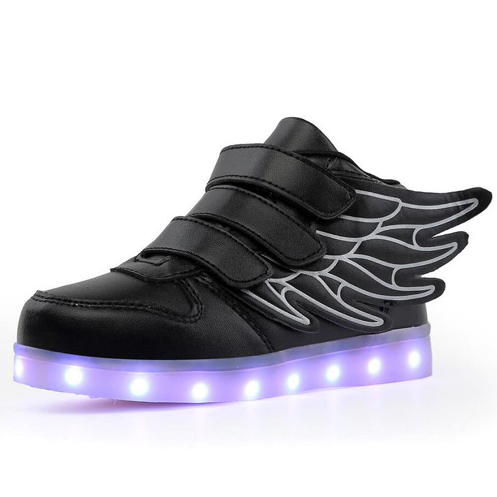 7 Colors Boys Girls Kids USB High Top LED Light Up shoes Luminous Sneakers shoes 