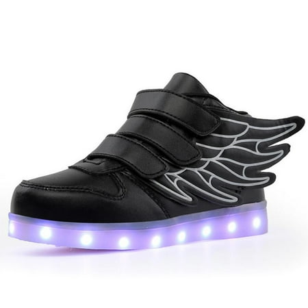 

LED Light Up Hi-Top Shoes with Wing USB Rechargeable Flashing Sneakers for Toddlers Kids Boys Girls