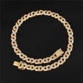 thumbnail image 4 of FEEL STYLE Adult 13MM Gold Plated Alloy Cuban Chain Necklace Male 5A Zircon Hip Hop Jewelry 18", 4 of 5