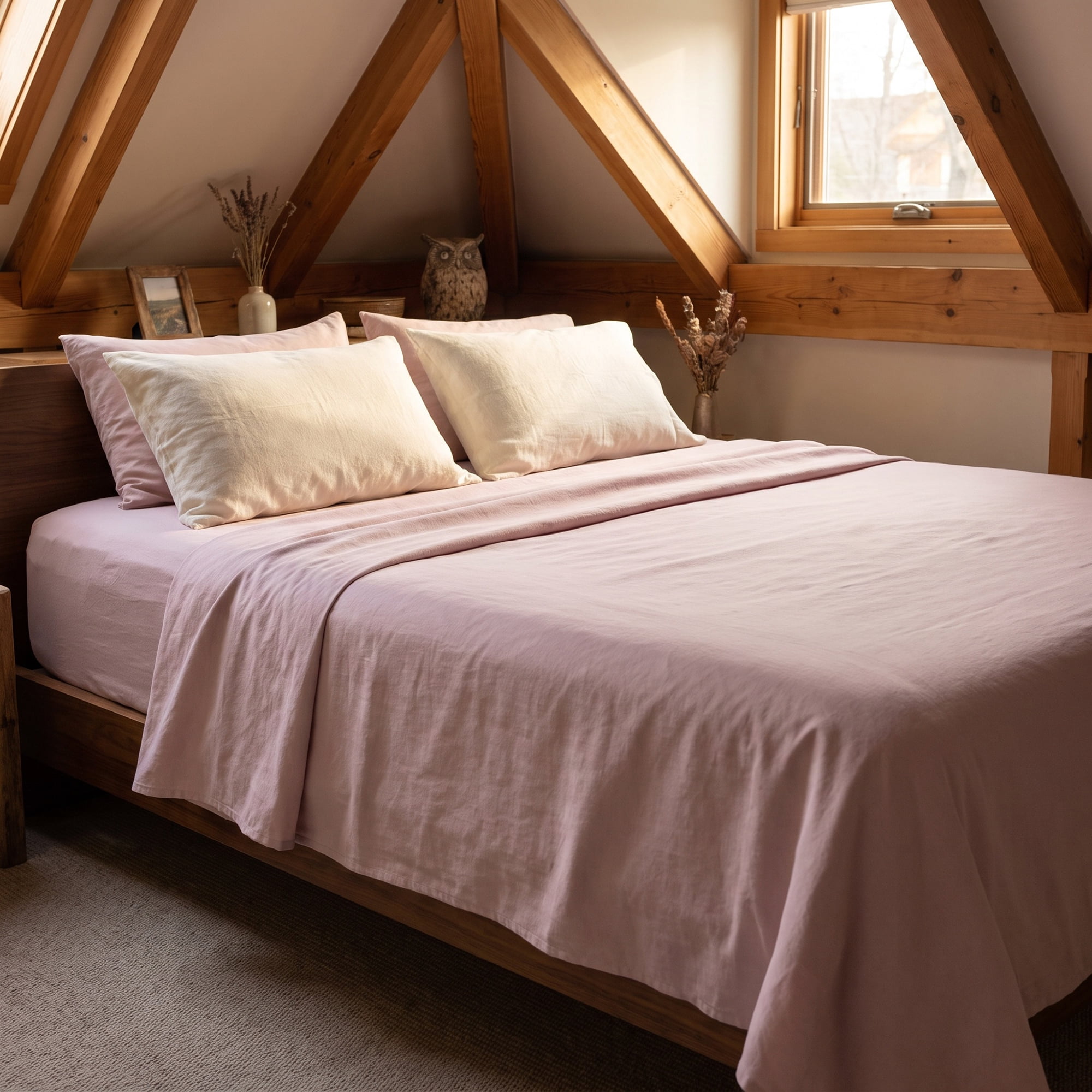 Unique Bargains Ployester Gauze Bed Breathable Flat Sheet Bedding Light Pink 63"x91"
