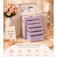 thumbnail image 3 of Enogets Large Jewelry Box for Women, 6-Layer Jewelry Organizer with 5 Drawers, Lockable Storage Case with Mirror & Necklace Hooks,Dusty Purple, 3 of 12