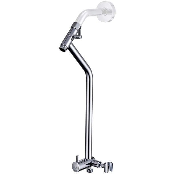Cambiador de ducha de metal con soporte bajo, válvula de cambio de 34,8 cm de largo y 3 vías con modo de pausa para cabezales de ducha de mano y fijo,
