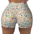 thumbnail image 2 of Balery Famous Places Pantalones cortos de entrenamiento estampados para mujer, sin costuras, ajustados, para gimnasio, yoga, correr, deportes, ejercicio activo, fitness.-Large, 2 of 8