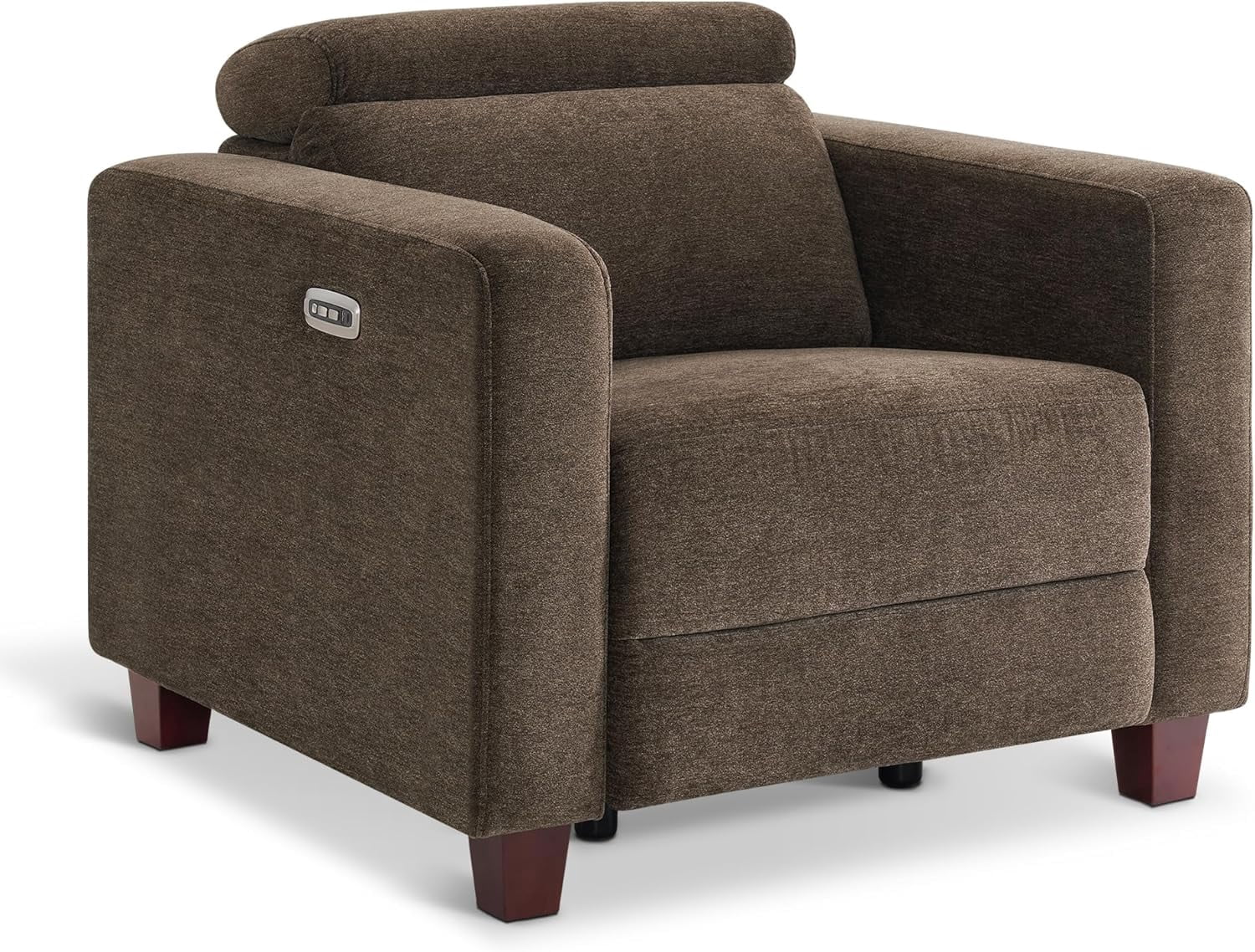MCombo High Leg Power Recliner Chair with Adjustable Headrest and USB A/C Charge Ports for Living Room, Office, and Small Spaces (Fabric HL128, Coffee)