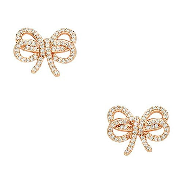 Kate Spade New York Kate Spade Bow Meets Girl Pave Studs Clear/Rose