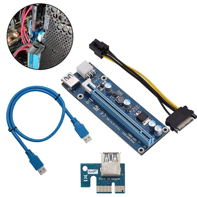 Soporte de GPU vertical de 60 cm con conector Molex para actualización de placa base Tarjeta extensora de potencia PCI-E 1x a 16x