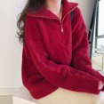 thumbnail image 3 of Vedolay Women's Fall Tops Women's 2023 Casual Pullover Sweaters V Neck Long Sleeve Knit Tops,Red One Size, 3 of 5