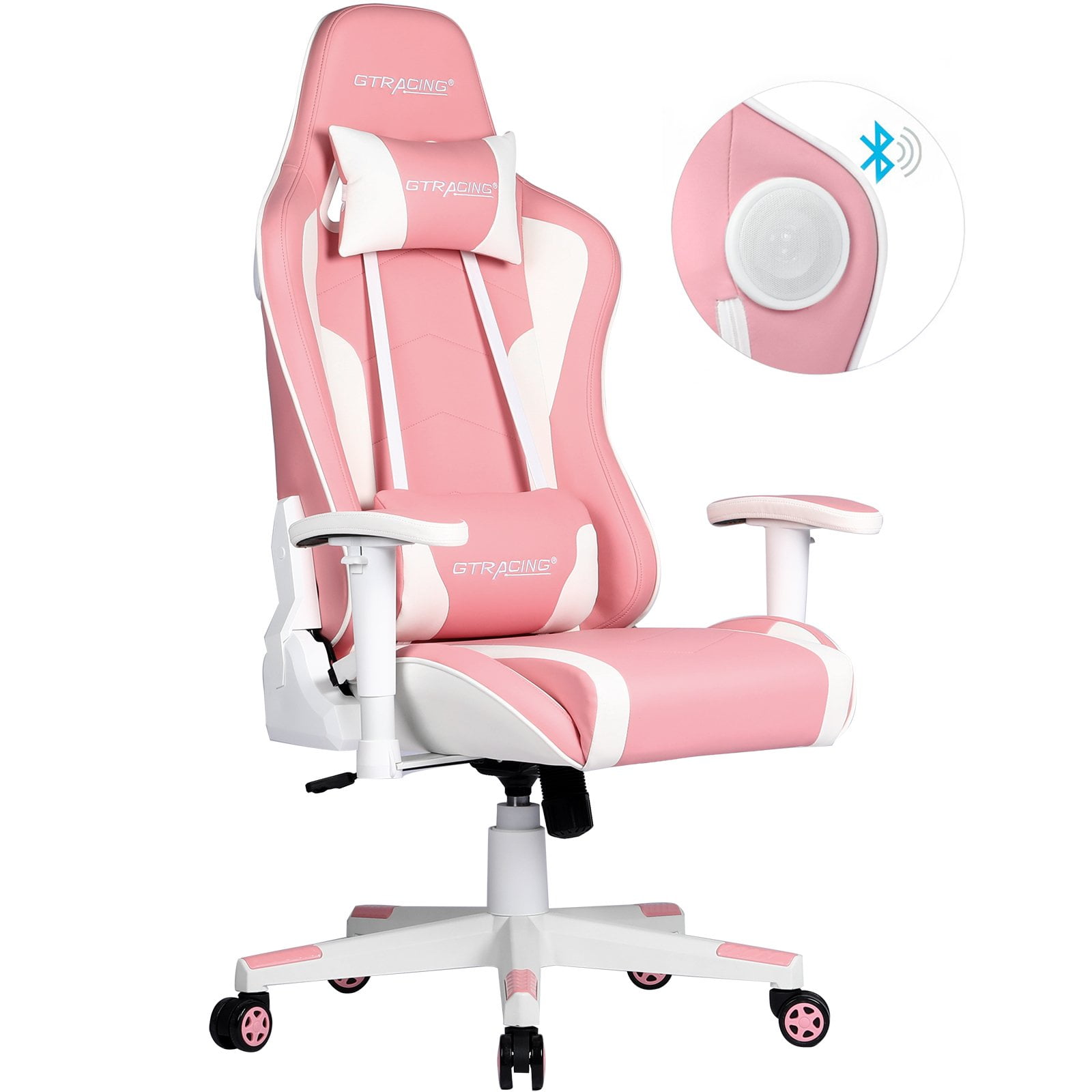 Gtracing Gaming Chair Office Chair With Speakers Bluetooth In Home Computer Chair Pink Walmart Com Walmart Com