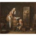 thumbnail image 2 of Jean-Baptiste-Siméon Chardin 13x12 Gold Ornate Wood Frame and Double Matted Museum Art Print Titled - The Washerwoman, 2 of 4