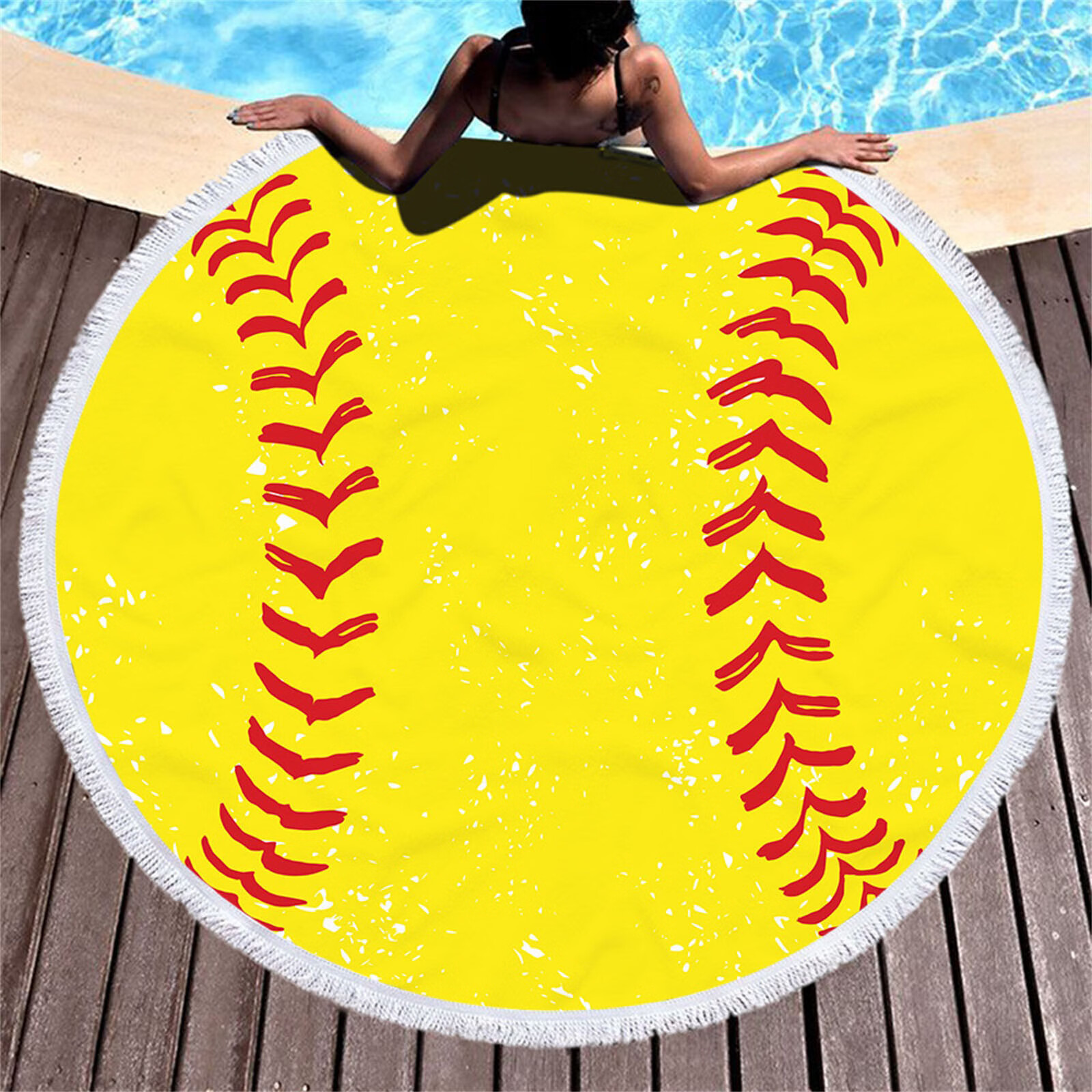 Mackneog Round Softball Beach Towel Ultra Light Blue Bath Towel