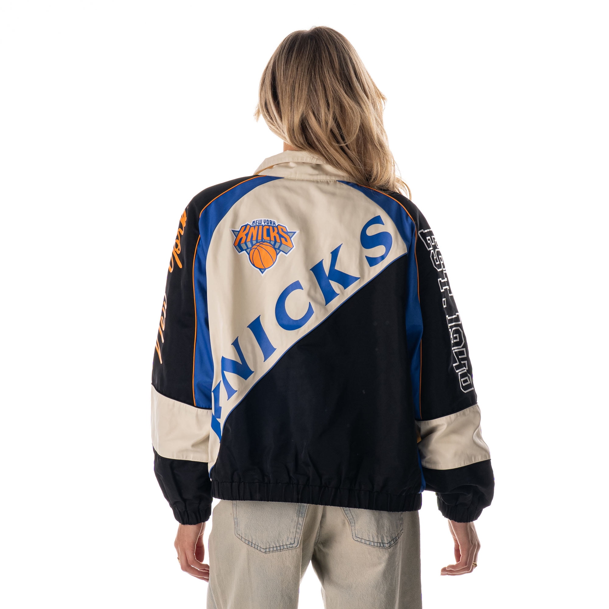 Unisex The Wild Collective Cream New York Knicks Oversized Raglan Full-Zip Track Jacket