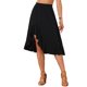 thumbnail image 1 of Faldas asimétricas con volantes Inspire Chic para mujer, falda midi sólida de cintura alta elástica negra XL, 1 of 6