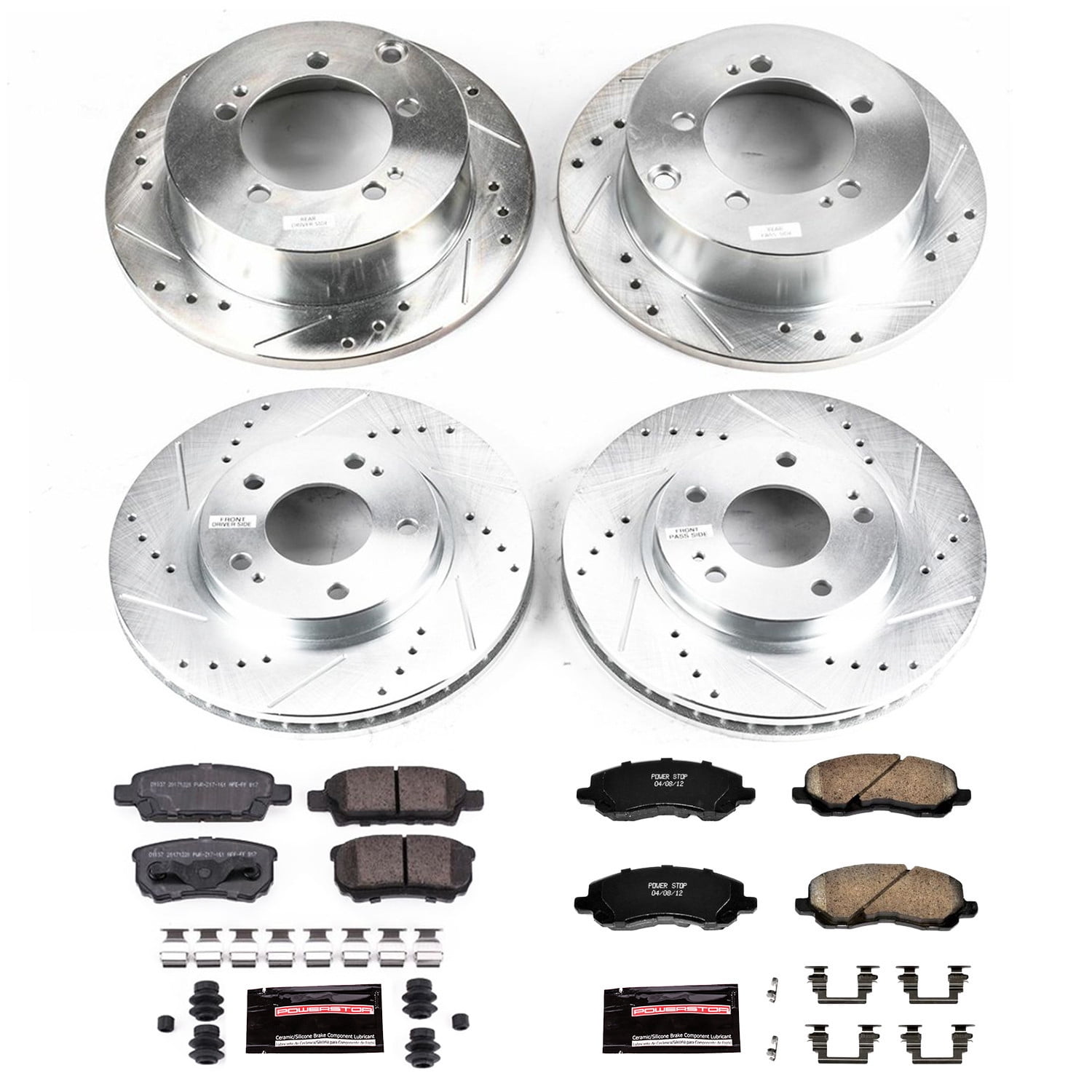 PowerStop Front and Rear Z23 Evolution Sport Carbon-Fiber Ceramic Brake Pad and Drilled & Slotted Rotor Kit Fits: MITSUBISHI Select Models K1682
