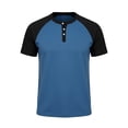 thumbnail image 4 of Mens Henley Shirts Raglan Short Sleeve Casual Baseball Tees Summer Classic Color Block Workout T- Shirts Blue, 4 of 4