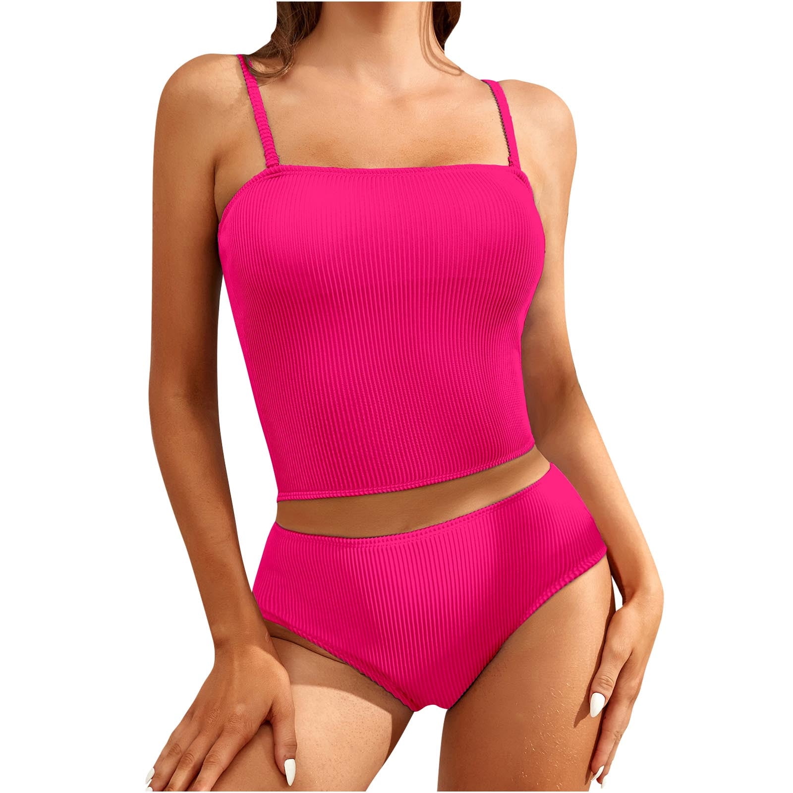 TIANEK Women Bikini 2023 Show Thin Solid Backless Surfing Summer Halter