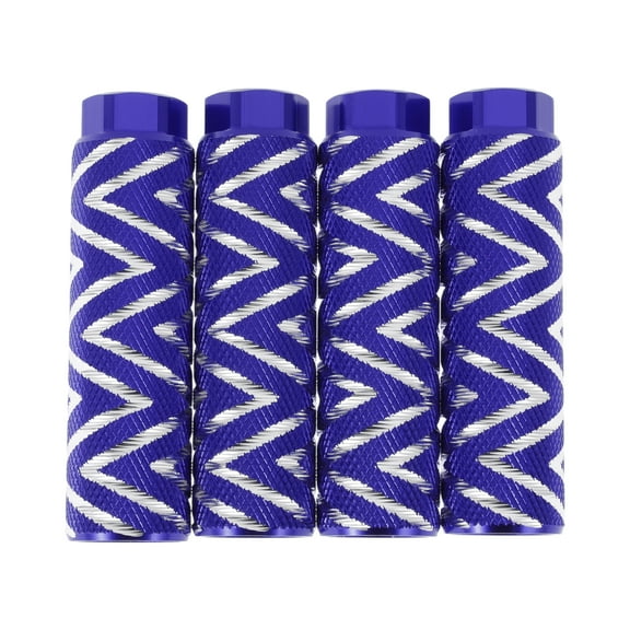 4 Pcs Aluminum Alloy Anti-Skid Bike Pegs 100mm Length Wave Texture Bicycle Backseats Stands Cycling Foot Pegs 3/8 inch Axles Blue