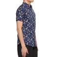 thumbnail image 4 of Unique Bargains Men's Summer Button Floral Cotton Short Sleeve Hawaiian Shirt 44 Dark Blue, 4 of 6