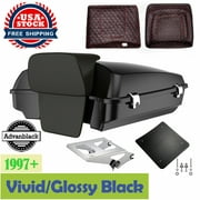 Advanblack Vivid Black/Glossy Black Razor Tour Pak Pack Backrest with 2-up Mounting Bracket Rack & Red Liners For 97+ Harley Touring Road Street Electra Glide Ultra Classic