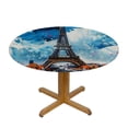 thumbnail image 3 of WYYP Eiffel Tower Round Tablecloth 100% Polyester Fiber Tablecloths White, 3 of 8