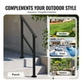 thumbnail image 6 of 2 PCS Outdoor Handrails for Steps - Black Square Tube Railing for Porch Deck, Senior Safety Handrail - Strong Support, Adjustable Angle, 6 of 7
