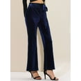 thumbnail image 2 of Pantalones de terciopelo Allegra K Mujer Anchos elásticos con lazo Azul oscuro L, 2 of 6