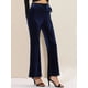 thumbnail image 2 of Pantalones de terciopelo Allegra K Mujer Anchos elásticos con lazo Azul oscuro L, 2 of 6