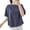 #0296-Dark Blue, variant on Women's Short Sleeve Patchwork Tops, Casual Round Neck Blouses with Stripe Detail, Soft Lightweight Linen Tees for Spring, Cute Asymmetric Shirts for Summer Daily Wear Gift