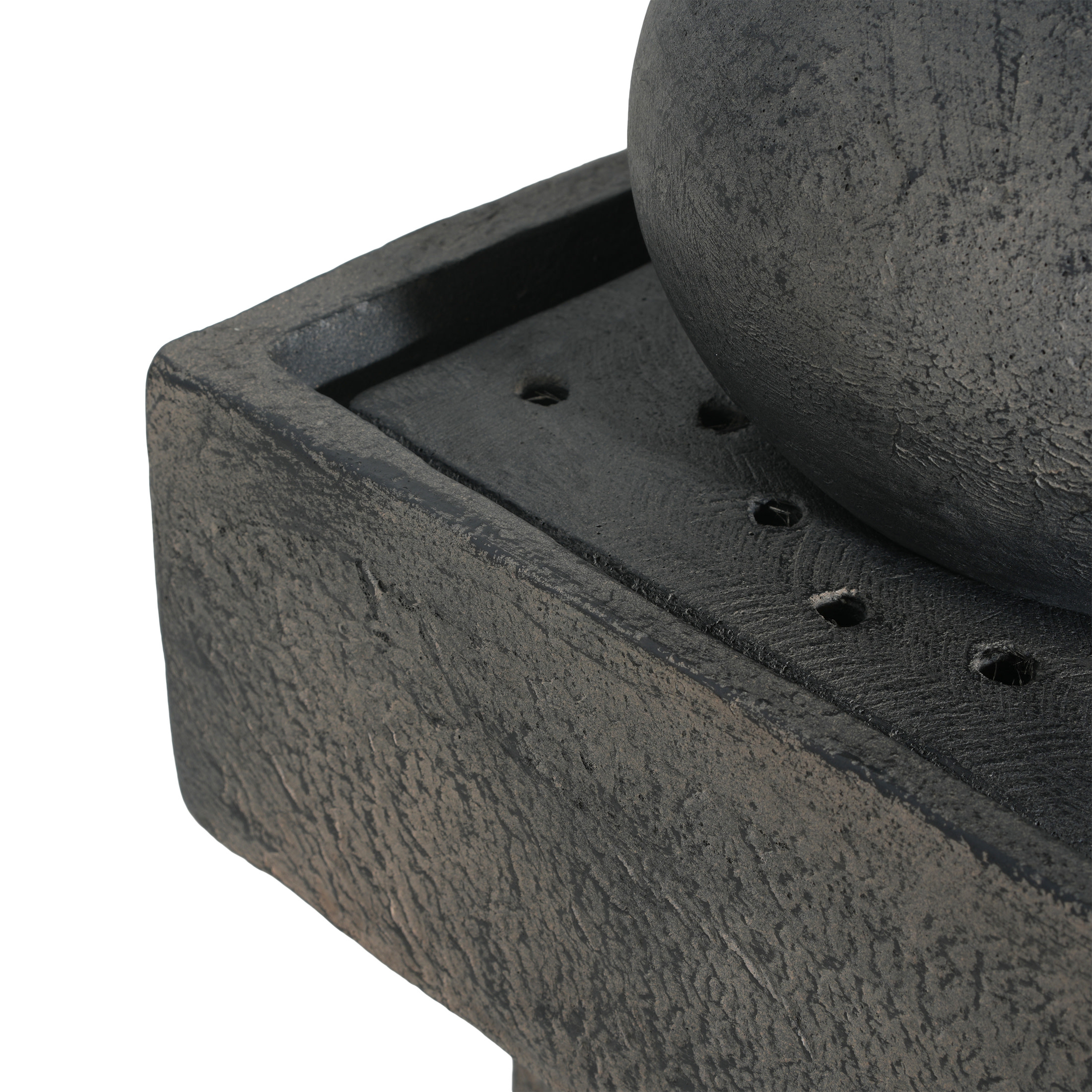 Christopher Knight Home 25.5" Minimal Concrete Column Fountain with LED Light, Modern Outdoor Landscape, Gray