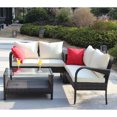 thumbnail image 3 of 4 Piece Patio Sectional Wicker Rattan Outdoor Furniture Sofa Set with Storage Box Brown 00010, 3 of 9
