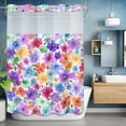 thumbnail image 6 of Spring Color Floral No Hooks Shower Curtain with Snap-in Liner Watercolors Wildflowers Fields Botanical Shower Curtains for Bathroom, Waterproof, Easy Install, Washable 72"x96", 6 of 9