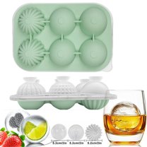 Djiypn Large Ice Cube Molds, Big Round Whiskey Ice Cube Trays for Freezer, Easy to Fill & Release, Whiskey Bourbon Cocktail(2.3In*6 Balls- Green)