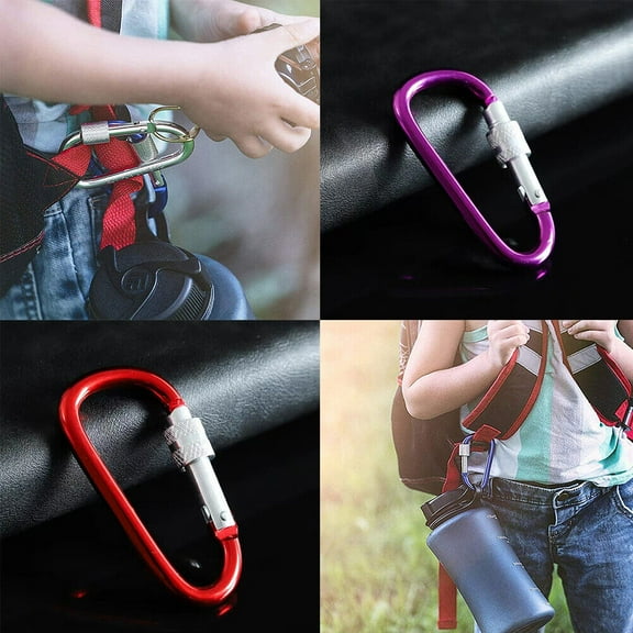 US 5-10 Pcs Carabiners Clip Multicolor 3 Inch Locking D Ring Shape Clips NEW