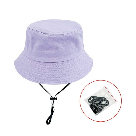 Xfvqtps Childrens Fisherman Hat Boys and Girls Solid Color Adjustable Drawstring Travel Beach Summer Sun Hat Purple