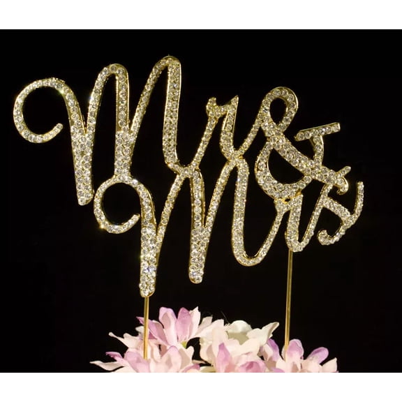 Mr And Mrs Monogram Wedding Cake Toppers Gold Bling Cake Topper Top