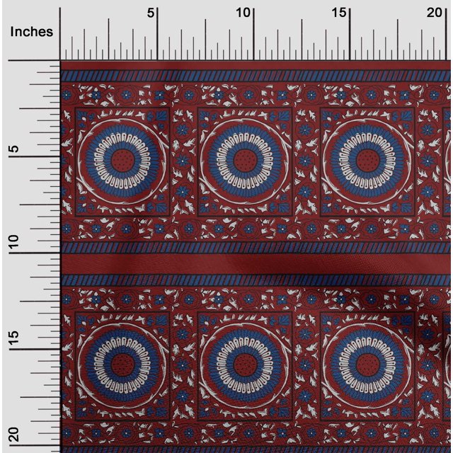 oneOone Cotton Cambric Fabric Leaves & Floral Block Decor Fabric Printed BTY 56 Inch Wide