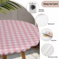 thumbnail image 3 of Pink Round Tablecloth for 45-54 Inch Tables, Fitted Table Cover with Elastic Edge, Grid Checkered Plaid Gingham Lattice Trellis Waterproof Outdoor Table Cloth Protector for Patio Garden Dinner Picnic, 3 of 9