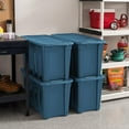 thumbnail image 2 of IRIS 31 Gal Utility Totes with Easy-Grip Handles Navy, Heavy-Duty Durable Stackable Storage Containers, 4Pk, 2 of 5