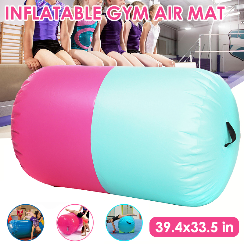 Inflatable PVC Cylinder Gymnastics Exercise Mat Barrel Gym Air Mat