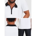 thumbnail image 7 of DARING DIVA Men's Zipper Closure Colorblock Short Sleeve Basic Polo Shirt S White, 7 of 7