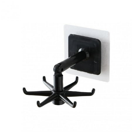 

360°Rotatable Multi-Purpose Hook Kitchen Hooks Self Adhesive 6 Hooks Kitchen Utensils Storage Rack D