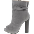 thumbnail image 2 of Chase & Chloe Ivy-1 Women's Ruched Zip High Stacked Heel Ankle Booties, 2 of 7