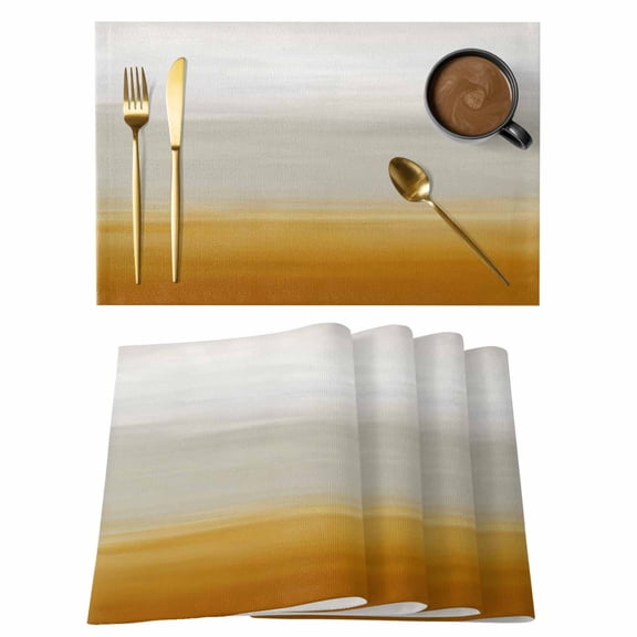 Burnt Orange Beige Ombre Placemats Set of 6 Modern Abstract Art Texture Place Mats Indoor Wipeable Table Mats Washable Cloth Dining Table Placemats for Kitchen Holiday Party Home Decor 13x19 Inch