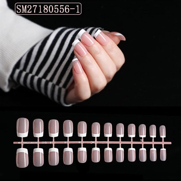 Uñas postizas europeas y americanas color piel rosa uñas francesas uñas postizas para manos y pies uñas postizas francesas